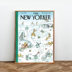 the new yorker magazine cover print december 21 2015, the new yorker poster, magazine cover, aesthetic room decor