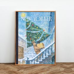 the new yorker magazine cover print december 16 2019, the new yorker poster, magazine cover, aesthetic room decor