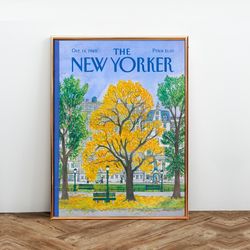 the new yorker magazine cover print october 14 1985, the new yorker poster, magazine cover, aesthetic room decor