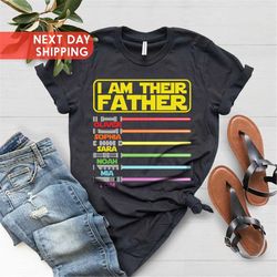 I Am Their Father Personalized Shirt, Dad Shirt, Father Shirt with Children Names, Custom Shirt With Lightsabers, Daddy