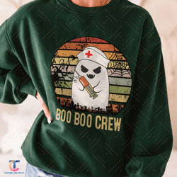 boo boo crew nurse digital funny ghost women halloween nurse digital, spooky vibe sweatdigital, fall trendy hoodie
