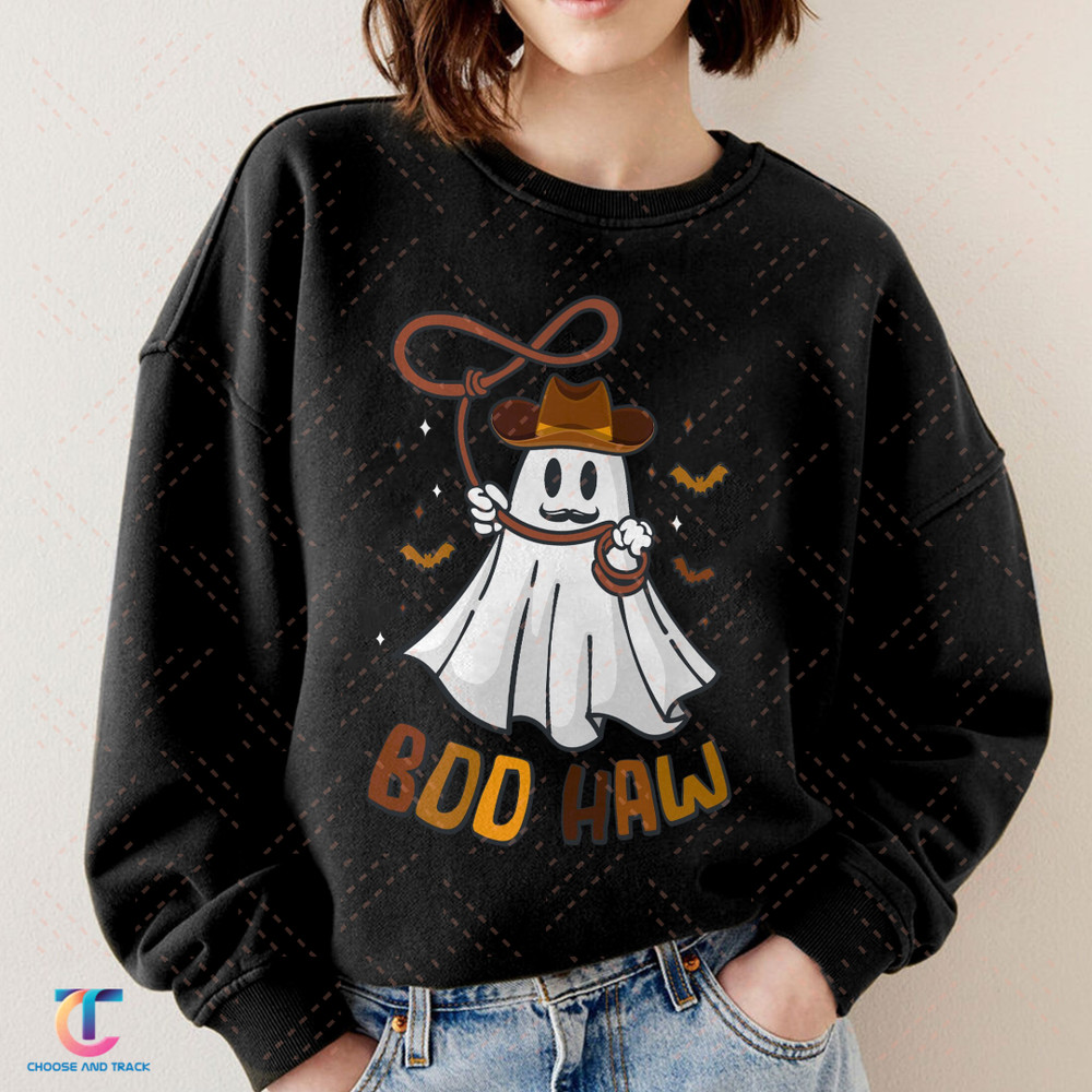 Boo Haw Western Halloween Sweatshirt, Spooky Halloween Mom Shirt, Vintage Sweater, Mama Shirt, Womens Cute Pumpkin Halloween Graphic - 4.jpg