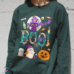 boo spooky halloween theme sweatdigital for women, halloween digitals, cute teacher halloween digitals, mom hallowe