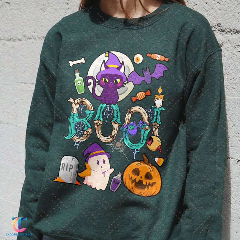 Boo Spooky Halloween Theme Sweatshirt for Women, Halloween T-Shirts, Cute Teacher Halloween T-Shirts, Mom Halloween T-Shirts, Fall Shirts - 5.jpg