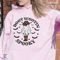 boot scoot spooky sweatdigital, western ghost digital, retro halloween hoodie, cowboy ghost digital, western hallo