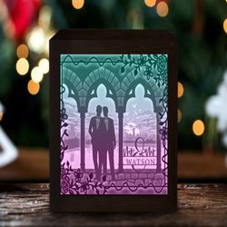 couple gay wedding paper cut light box