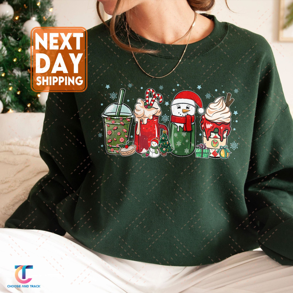 Christmas Coffee Latte Sweatshirt, Retro Christmas Coffee Tee, Merry Christmas Coffee Latte Shirt, Christmas Coffee T-shirt - 1.jpg