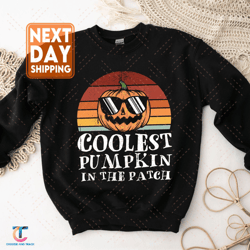 coolest pumpkin in the patch sweatdigital, cute women's fall digital, trick or treat costume, cute spooky ghost