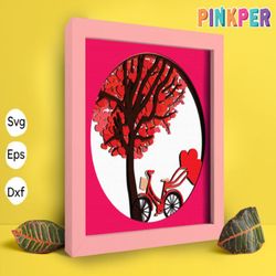 heart tree paper cut light box template