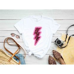 Leopard Neon Lightening Bolt T-shirt, Summertime Beach T-shirt, Colorful Beach Vibes Shirt, Vacation Shirt, Summer Shirt