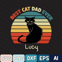 personalized best cat dad ever retro vintage svg, funny dad and cat name svg, custom cat face svg for cat dad, cat photo