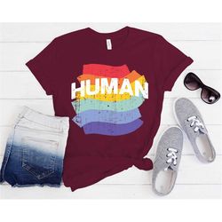 human shirt, human lgbt flag shirt, pride month shirt, gay pride flag shirt, bisexual flag shirt, lesbian flag t-shirts,