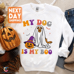 golden retriever women sweatdigital, cute halloween digital, spooky dog , my dog is my boo, ghost dog crewneck, gol