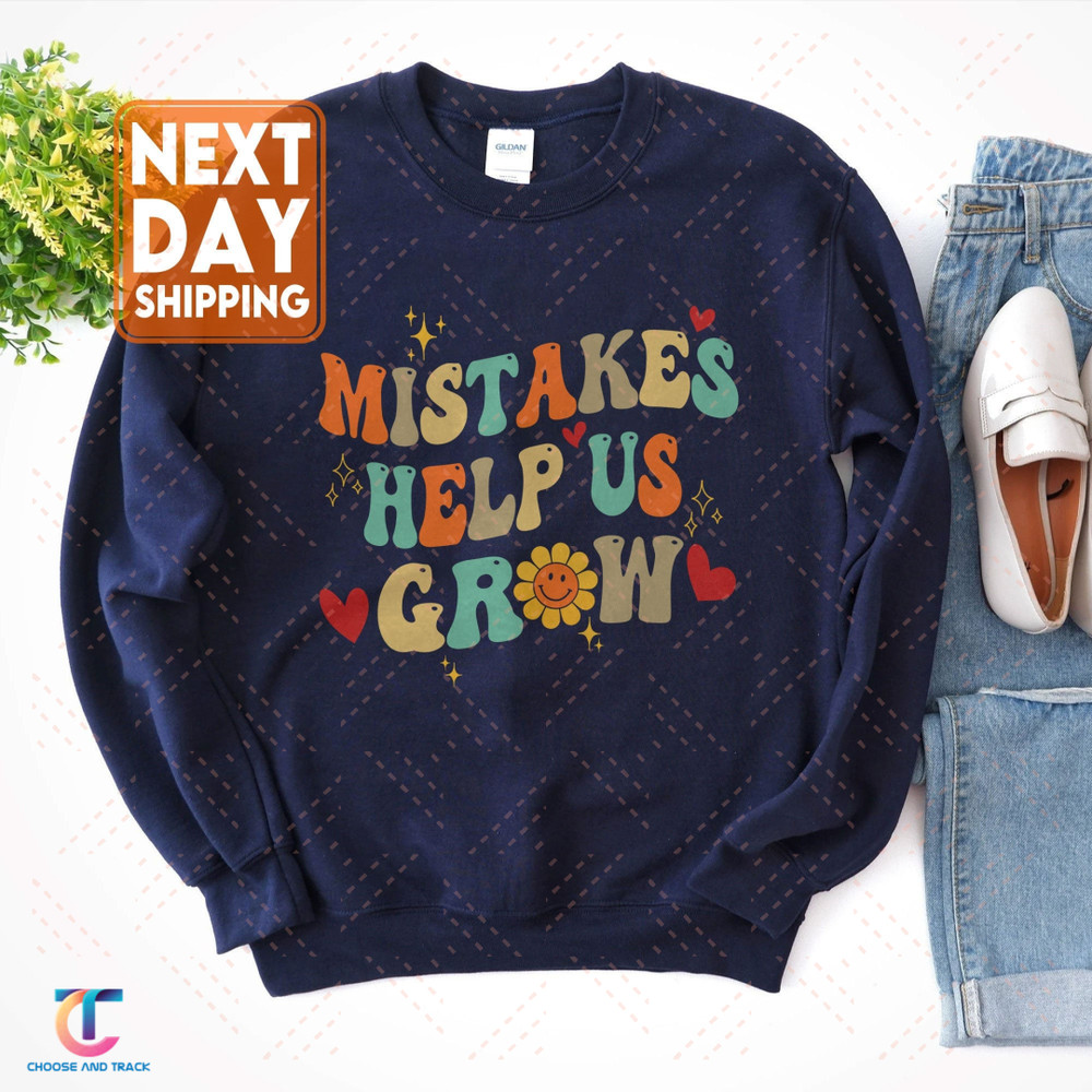 Groovy Growth Mindset Positive Retro Teachers Back To School Sweatshirt, First Day Of School Crewneck, Teacher Squad Shirts - 1.jpg