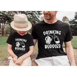 drinking buddies shirts, fathers day shirts, gift for dad, milk and beer shirts, matching father son daughter shirt, aun