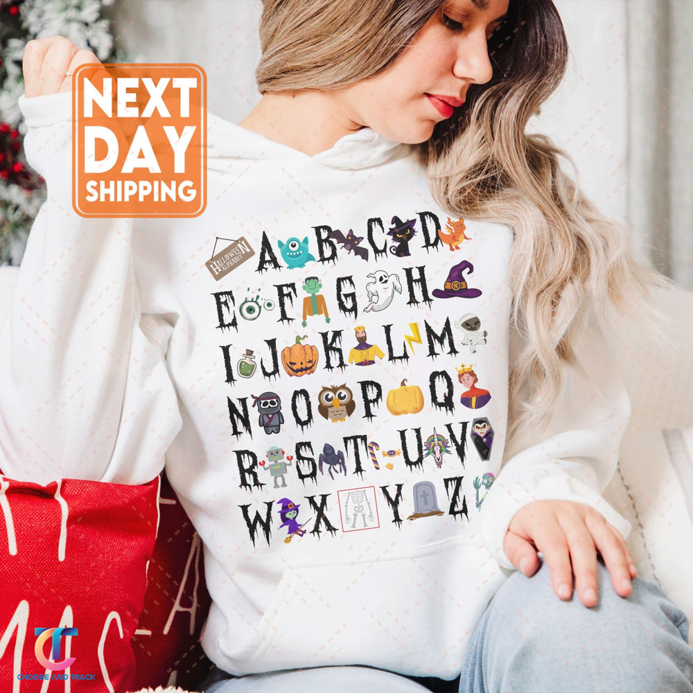 Halloween Alphabet Sweatshirt, ABCs Learning Kindergarten Teacher Funny Shirt, Gift For Teacher, Teacher Squad Shirts, Retro Teacher Hoodie - 1.jpg