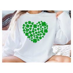 clover heart sweatshirt, irish day sweatshirt, shamrock heart shirt, saint patrick's shirt, irish day shirt, clover shir