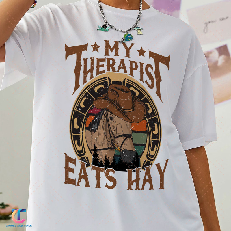 Horse Shirt, My Therapist Eats Hay, Horse Gift, Horse Lover Shirt, Women Horse Shirt, Equestrian, Barn Shirt, Riding Ring Tee, Farmer Shirt - 3.jpg