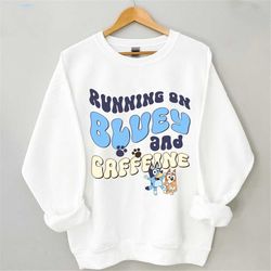 running on blue dog and iced coffee sweatshirt/trending/popular/clothing