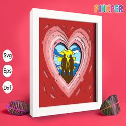 pets heart paper cut light box