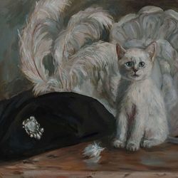 Oil painting cat kitten artwork original art on canvas