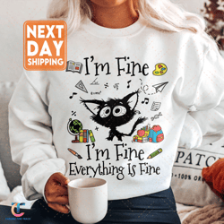 im fine cat digital, teacher christmas sweatdigital, retro christmas digital teacher, funny gift for teacher