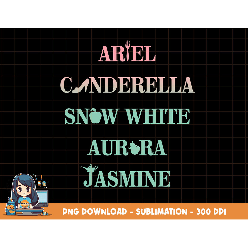 Disney Ariel Cinderella Snow White Jasmine Graphic T-Shirt png, sublimation, digital print.jpg