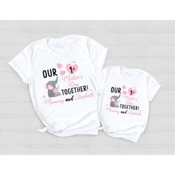CUSTOM Name Our First Mothers Day Matching Shirt, Elephant Mom and Baby First Mother's Day Shirt, First Mothers Day, Mot