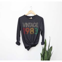 vintage 1983 long sleeve shirt, 40th birthday shirt, 40th birthday woman, 40th birthday gift for men, 40th birthday long