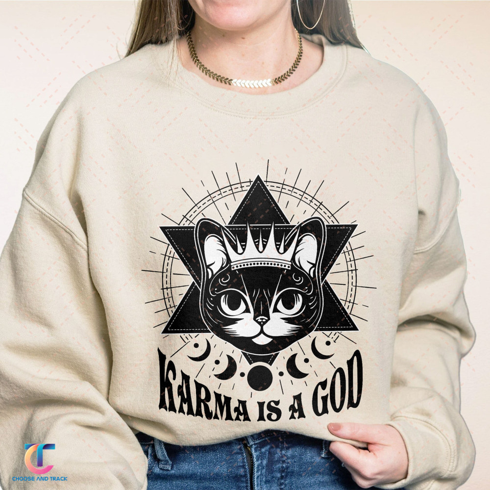 Karma Is A Cat Sweatshirt, Karma Is A God Shirt, Groovy Karma Tshirt, Me And Karma Vibe Like That, Cat Lover Shirt, Cute Cat Shirt - 3.jpg