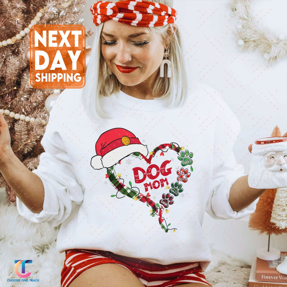 Personalized Gift For Dog Lovers Christmas Sweatshirt, Dog Mom Shirt With Name, Dog Mom Shirt With Dog Name - 1.jpg