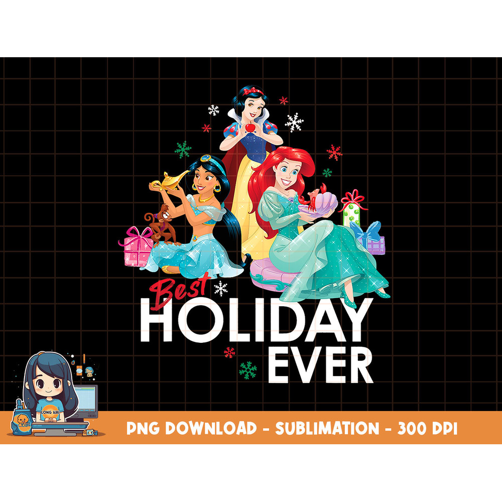 Disney Princess Ariel Snow White Jasmine Best Holiday Ever png, sublimation, digital print.jpg