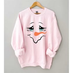 snowwoman face christmas shirt, cute holiday tee, christmas art design shirt, snowman shirt, gift for christmas, winter