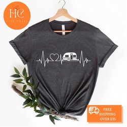 heart beat shirt, adventure shirt, hiking shirt, road trip shirt, camping friend gift, summer shirt, camping lover shirt