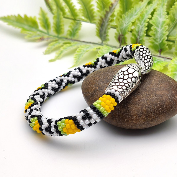 Silver-tone snake clasp bracelet - handmade jewelry