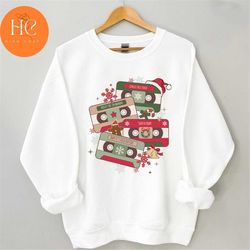 christmas music cassette tapes sweatshirt, retro christmas sweatshirt, christmas shirt, retro christmas sweatshirt, case
