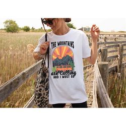the mountains are calling and i must go shirt, road trip shirt, camping shirt, tent camping shirt,hiking shirt,compass s