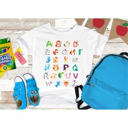 animal alphabet shirt, alphabetical kids shirt, first day of school shirt, kindergarten shirt, back to school shirt