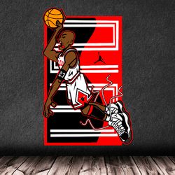 Michael Jordan Sticker, Chicago Bulls, 23 Number, NBA, Sport Wall Sticker Vinyl Decal Mural Art Decor Full Color Sticker