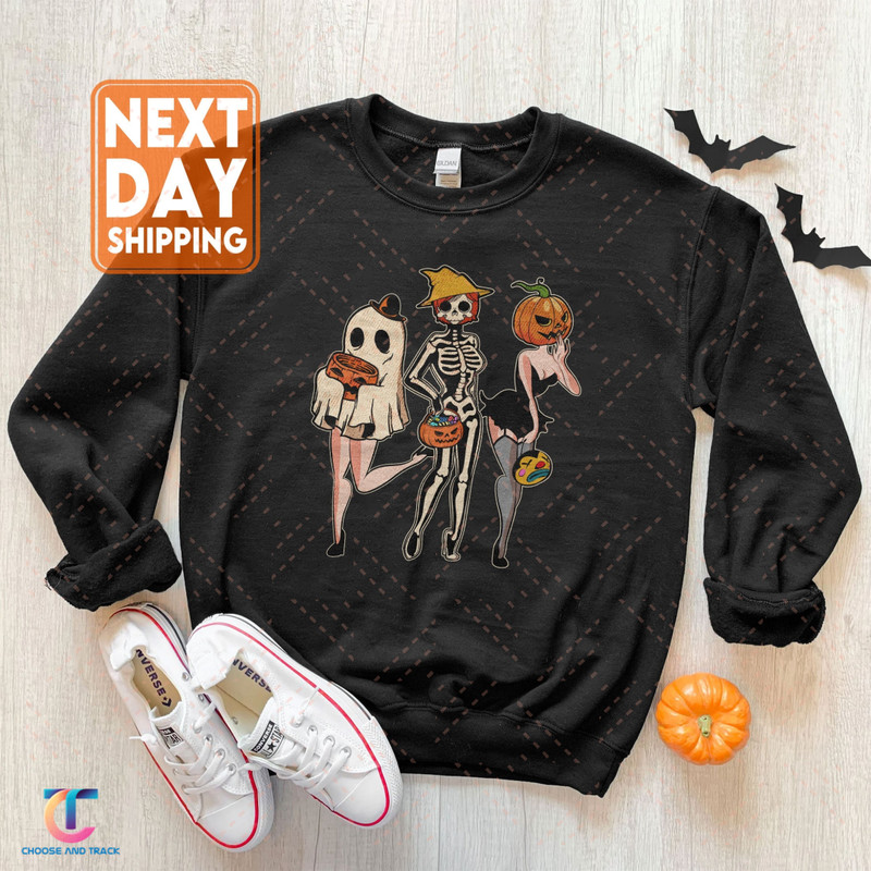 Sexy Ghost Pumpkin Jack O Lantern Halloween Trick or Treat Sweatshirt, Happy Halloween Shirt, Tis The Season Halloween Shirt - 1.jpg