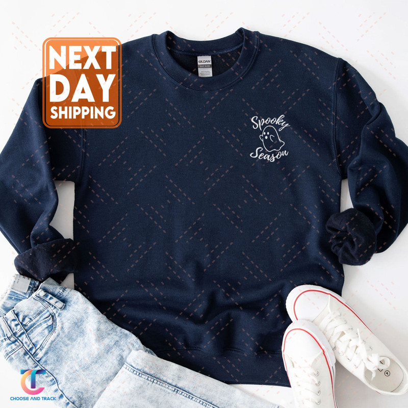 Spooky Season Sweatshirt, Crewneck Sweatshirt, Spooky Sweatshirt, Halloween, Ghost, Black, PSL, Pumpkin Fall, Cute and Scary, Autumn Shirt - 1.jpg