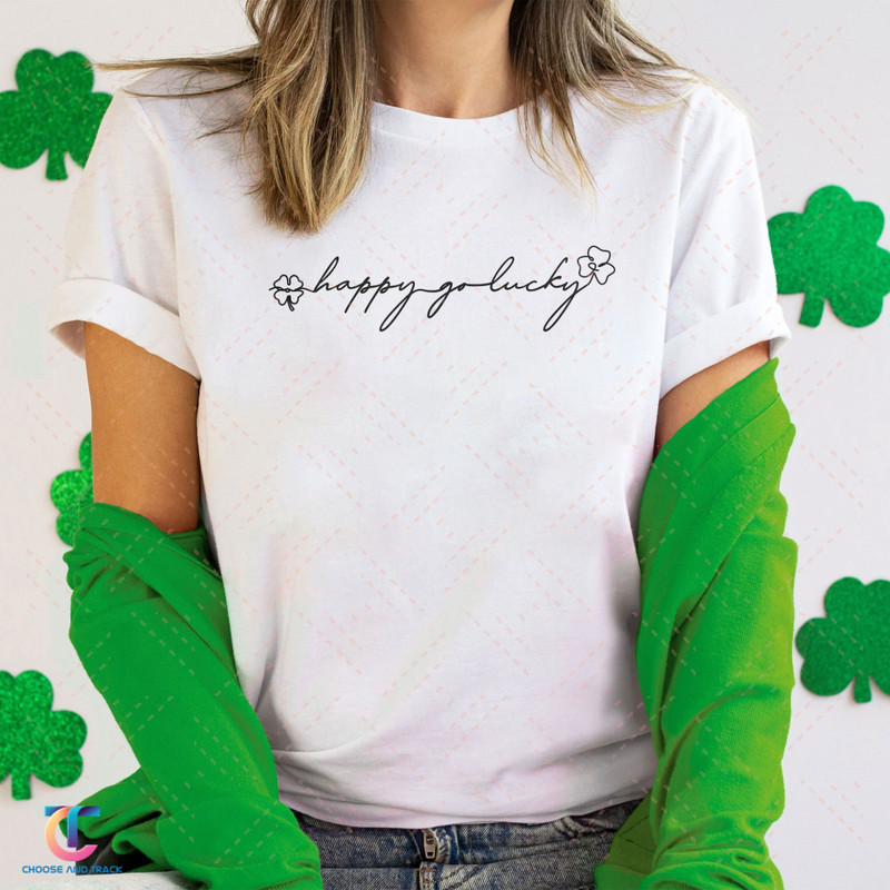 St Patrick's Day Sweatshirt, Happy Go Lucky Hoodie, Unisex Adult Saint Patty's Day Shirt, Irish Four Leaf Clover Sweater - 1.jpg