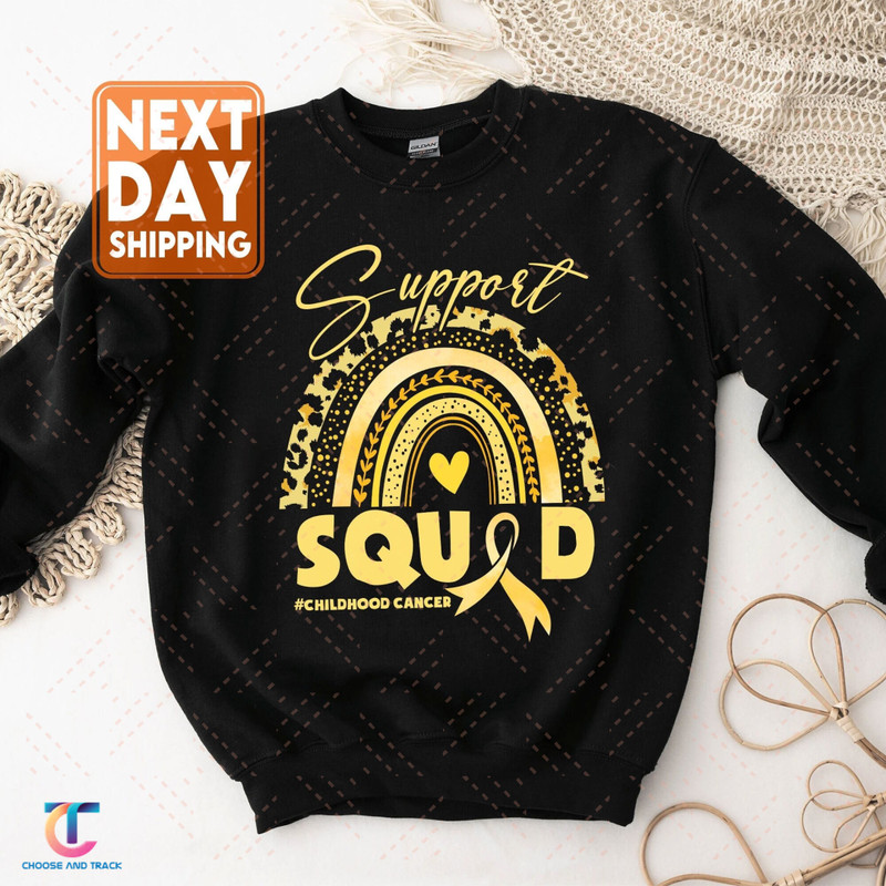 Support Squad Childhood Cancer Awareness Sweatshirt, Breast Cancer Shirt, Motivational Shirt, Childhood Cancer Awareness Shirt - 1.jpg