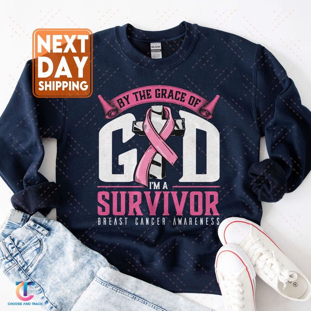 Survivor Breast Cancer Sweatshirt, Motivational Shirt, Breast Cancer Awareness Crewneck, Pink Ribbon Shirt, Cancer Support Tee - 1.jpg
