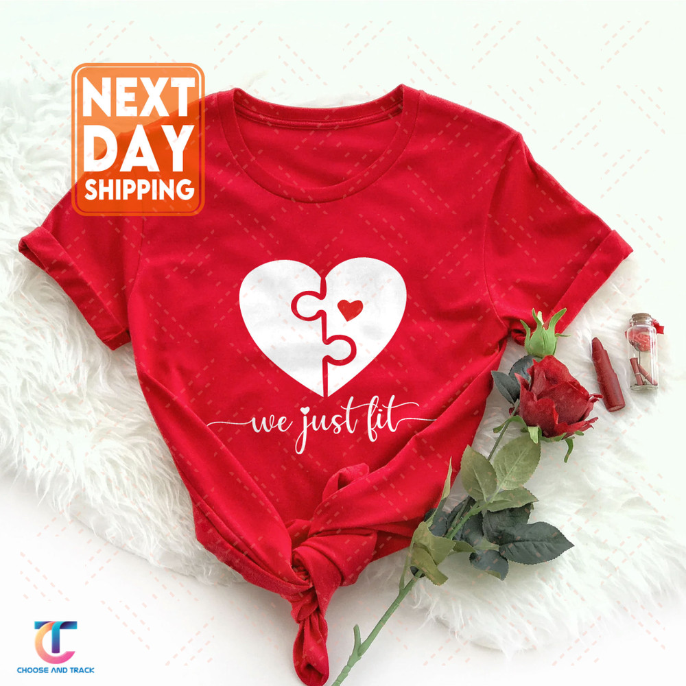 We Just Fit Matching Sweatshirt, Couple Valentine Shirt, Valentines Day Gift for Couple, Matching Couple Shirts, Funny Valentines Day Gift - 1.jpg