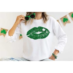 patrick day lips shirt,womens st pattys shirt,glitter shamrock tee,st patricks day shirt,cute st pattys shirt,st pattys