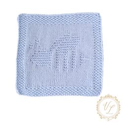 Knitting Pattern Square With Bee | Knit Washcloth | Dishcloth | V8
