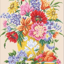 PDF Cross Stitch Digital Pattern - The Flowers and Fruits - Embroidery Counted Templates