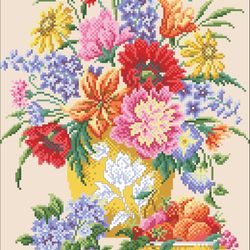 pdf cross stitch digital pattern - the flowers and fruits - embroidery counted templates