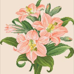 PDF Cross Stitch Digital Pattern - The Amarillis Bouquet - Embroidery Counted Templates